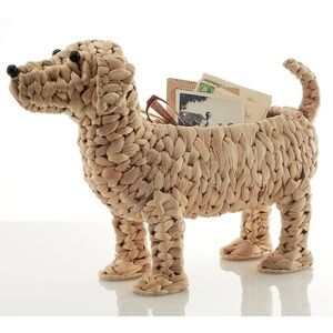 Country door Doxy Dachshund Basket Handcrafted Woven Dog Sculpture mail hold pet